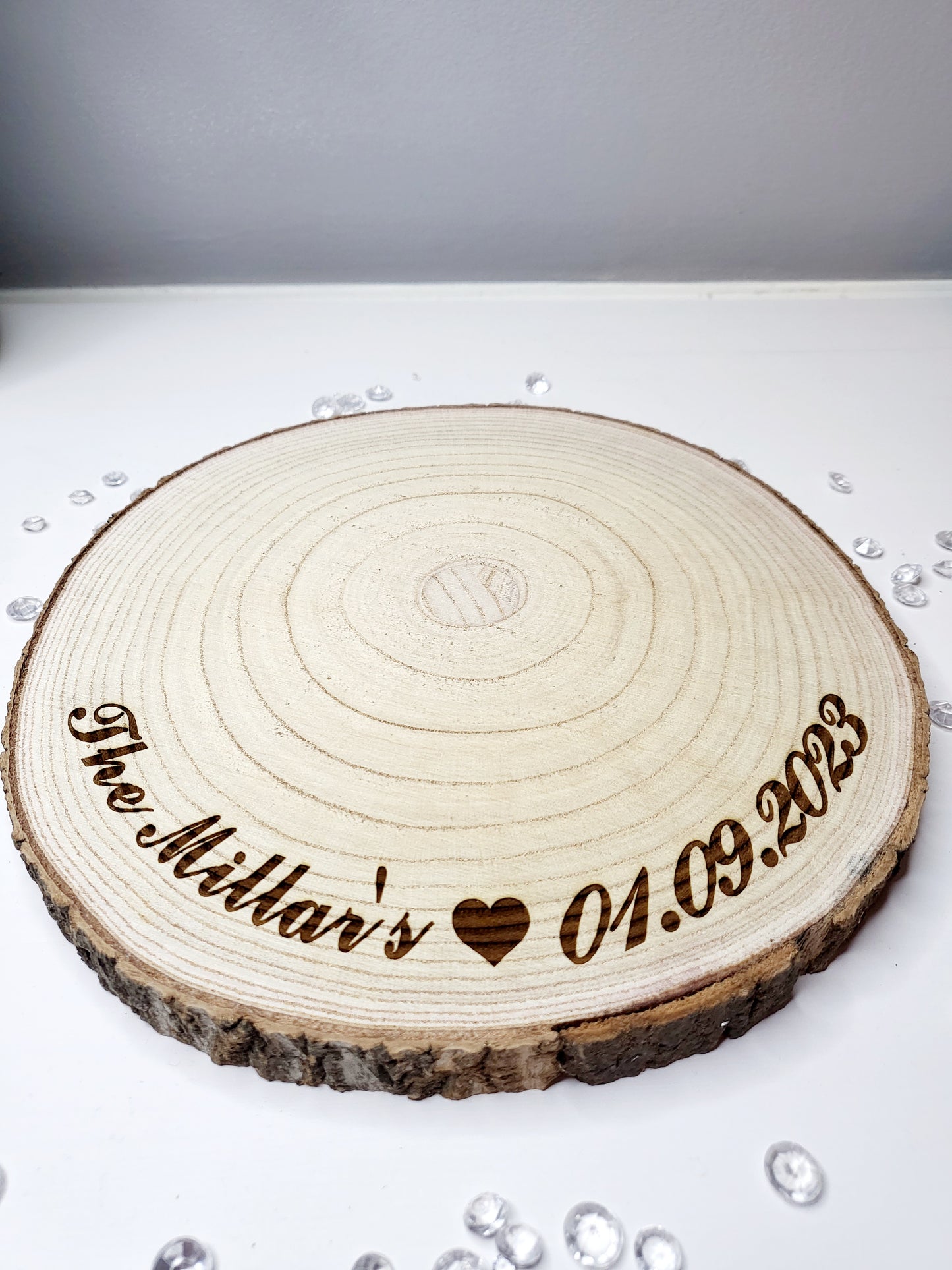 Personalised Wedding Centre Piece Log Slice