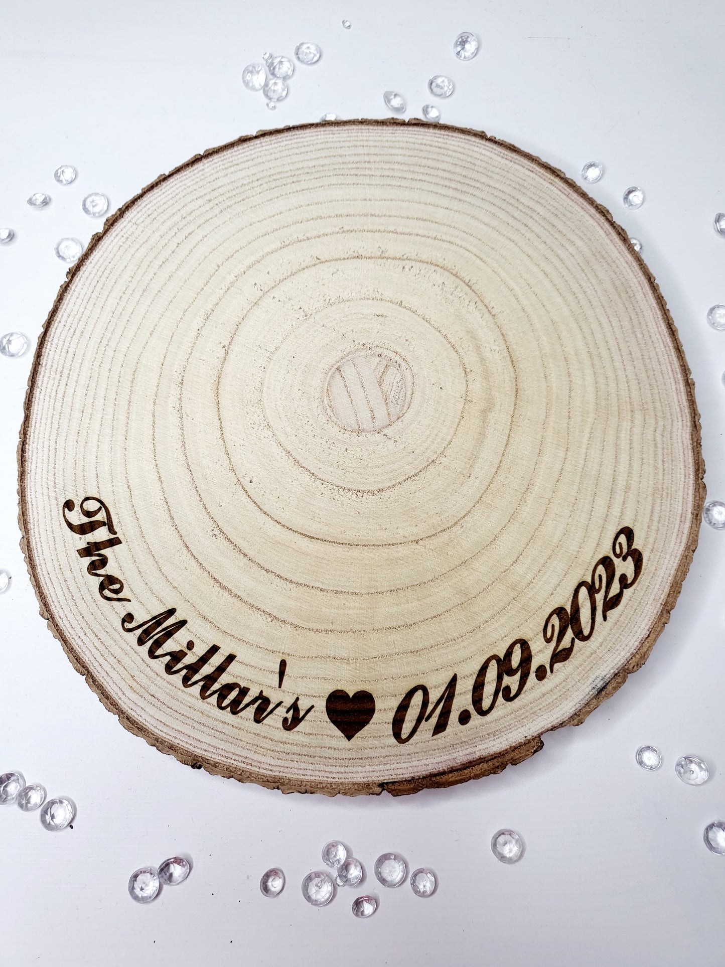 Personalised Wedding Centre Piece Log Slice