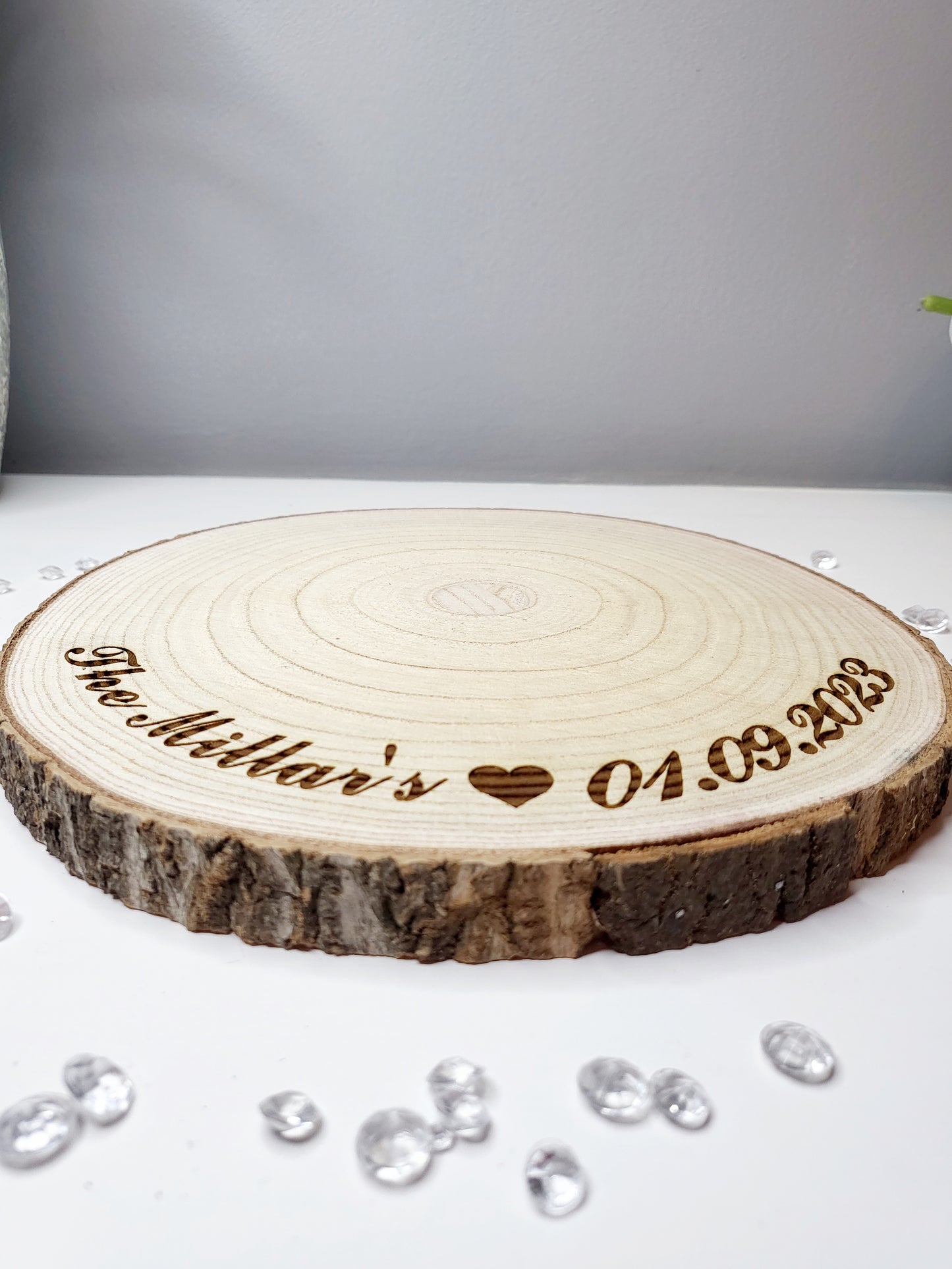 Personalised Wedding Centre Piece Log Slice