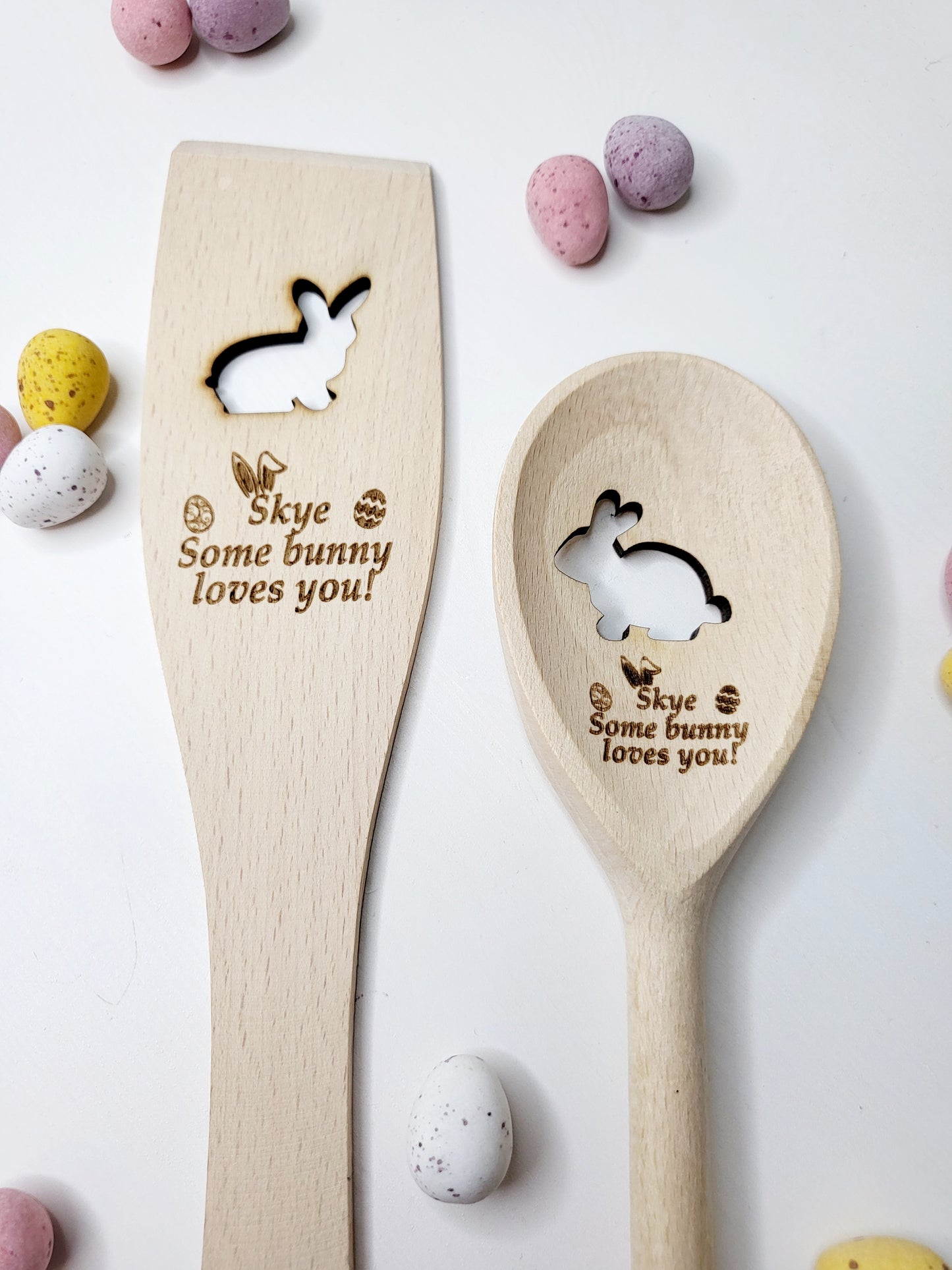 Personalised Bunny Wooden Spoon & Spatula Set