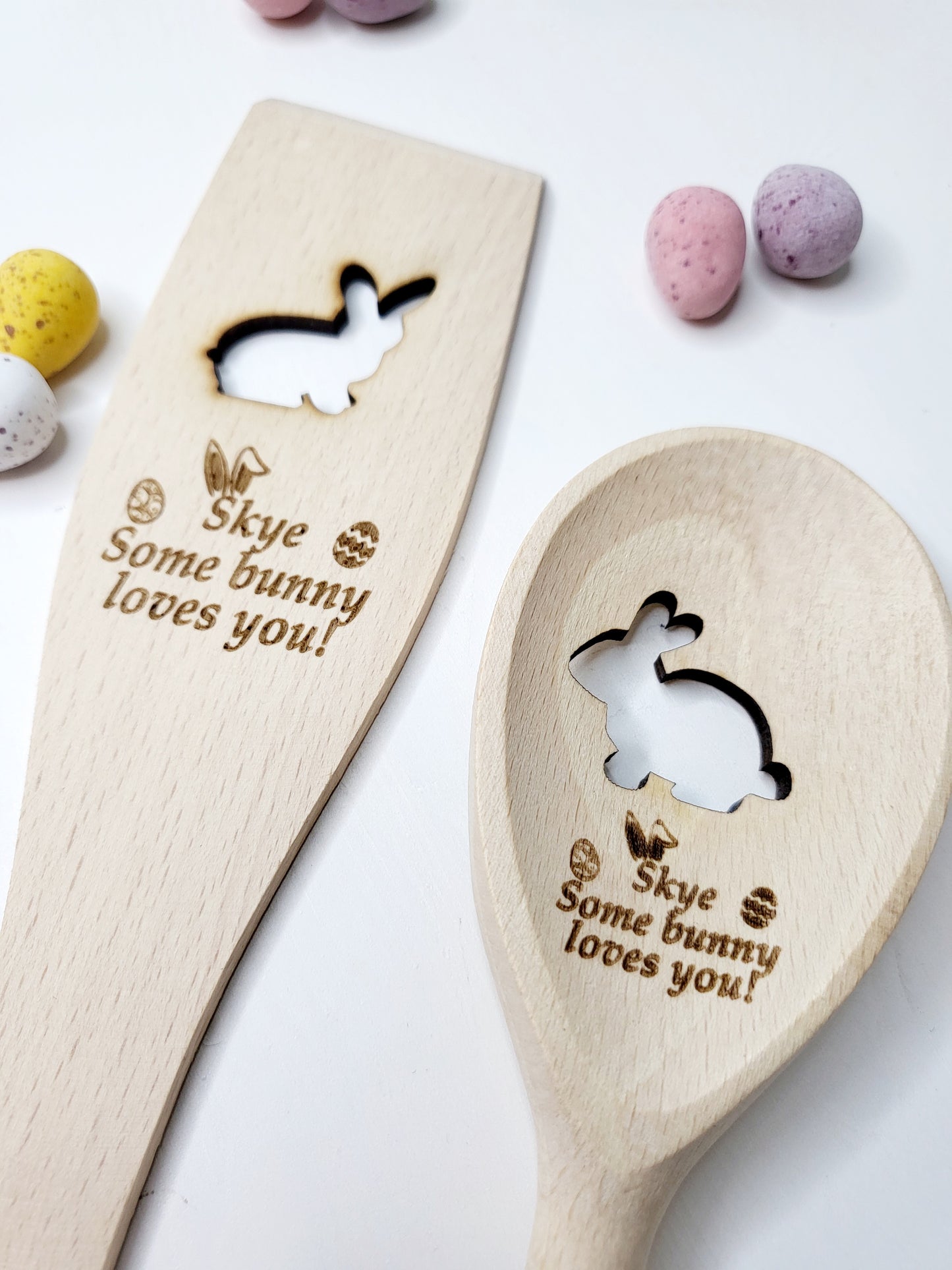 Personalised Bunny Wooden Spoon & Spatula Set