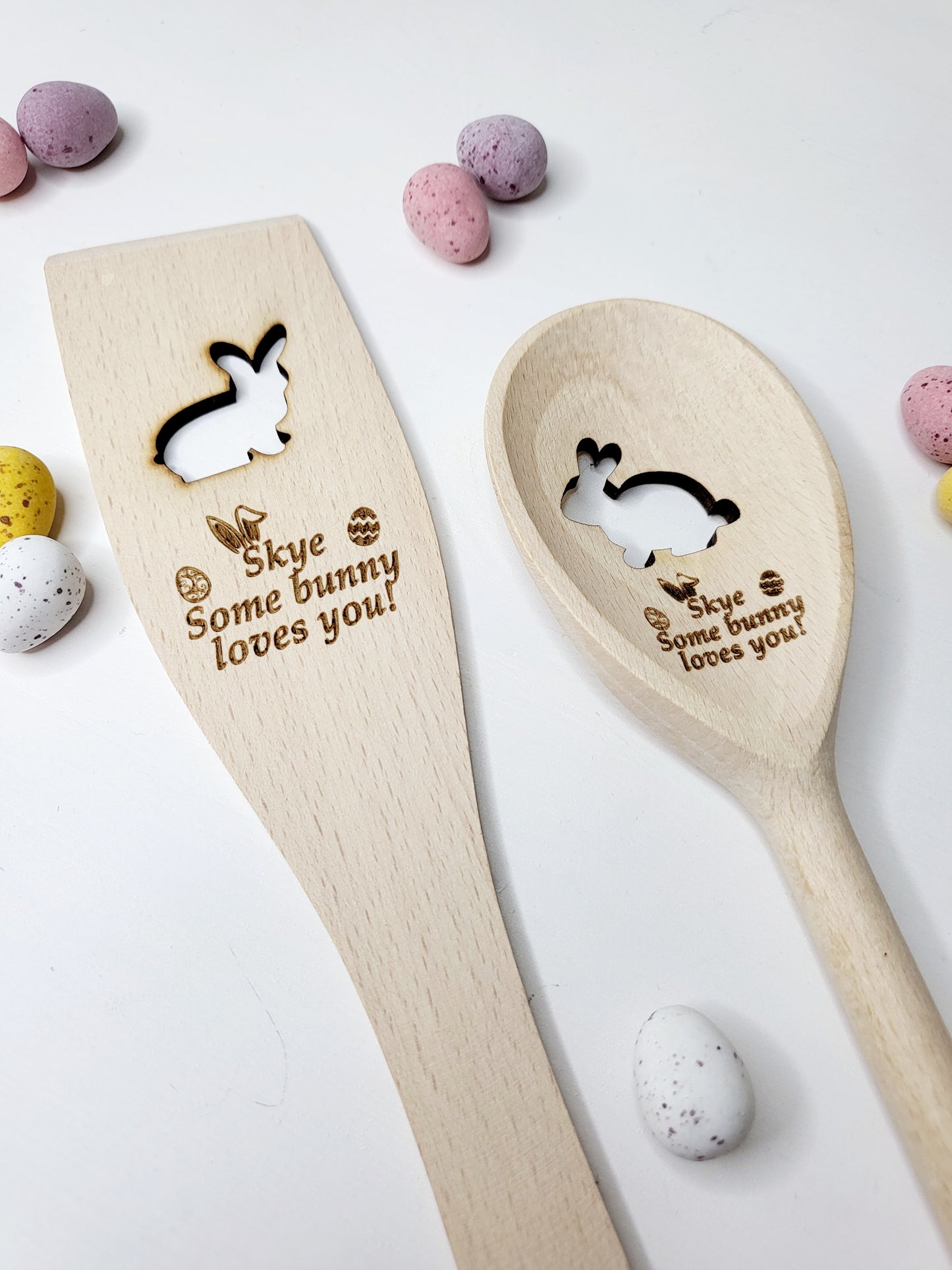 Personalised Bunny Wooden Spoon & Spatula Set