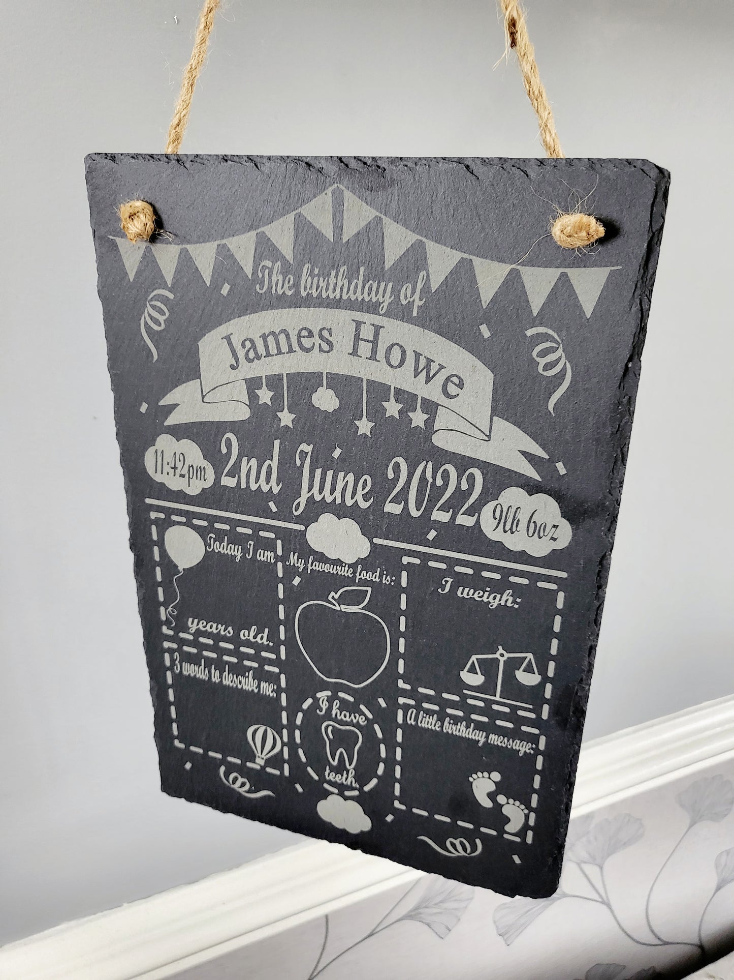 Personalised Children's Birthday Milestone Keepsake Slate Plaque