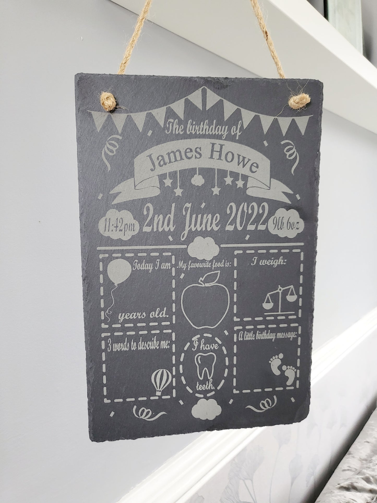 Personalised Children's Birthday Milestone Keepsake Slate Plaque