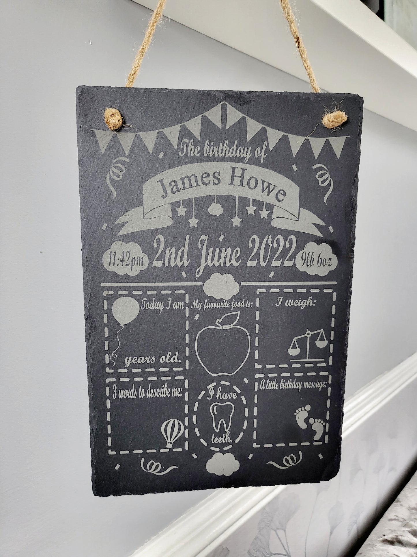 Personalised Children's Birthday Milestone Keepsake Slate Plaque