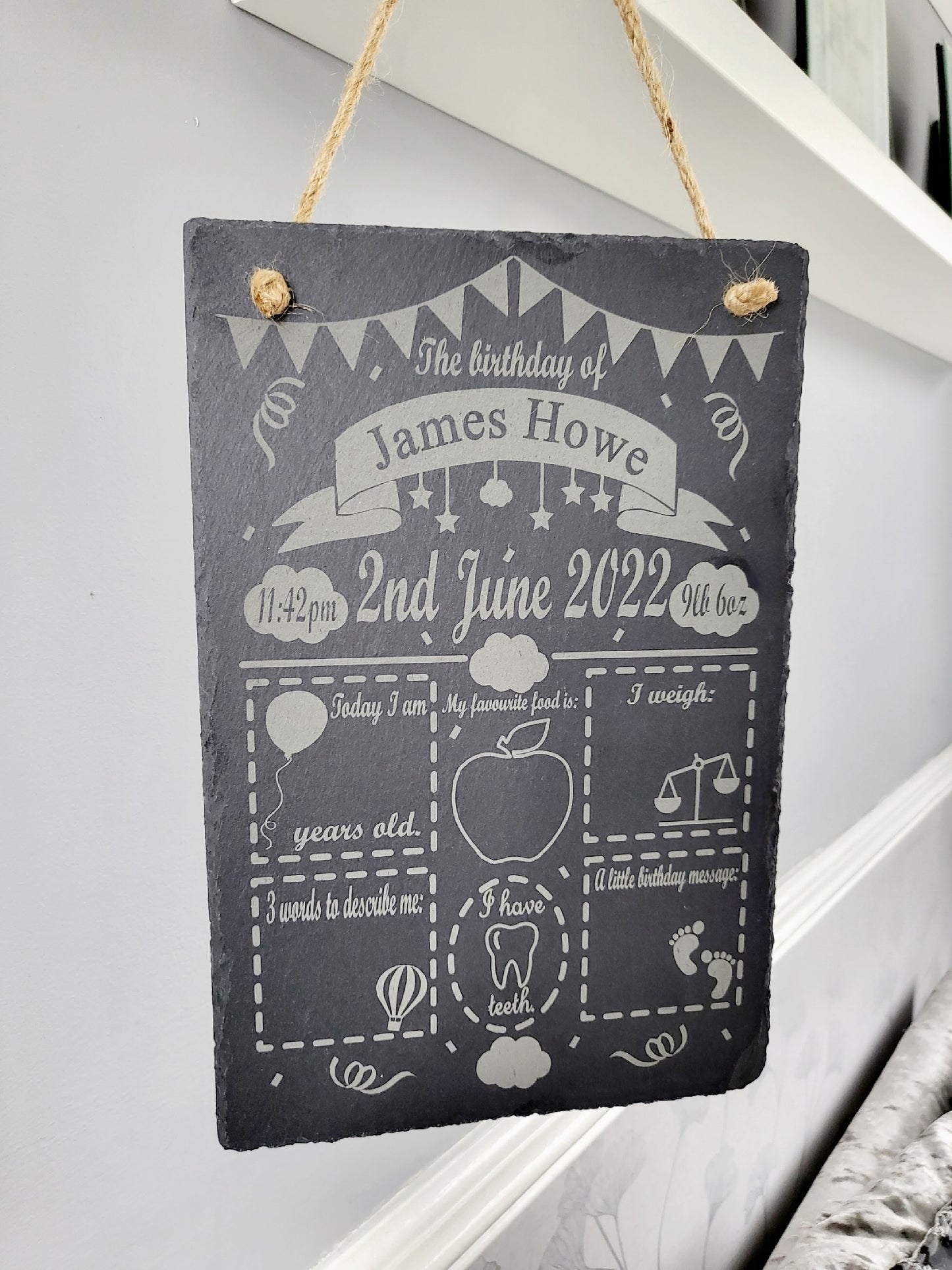 Personalised Children's Birthday Milestone Keepsake Slate Plaque