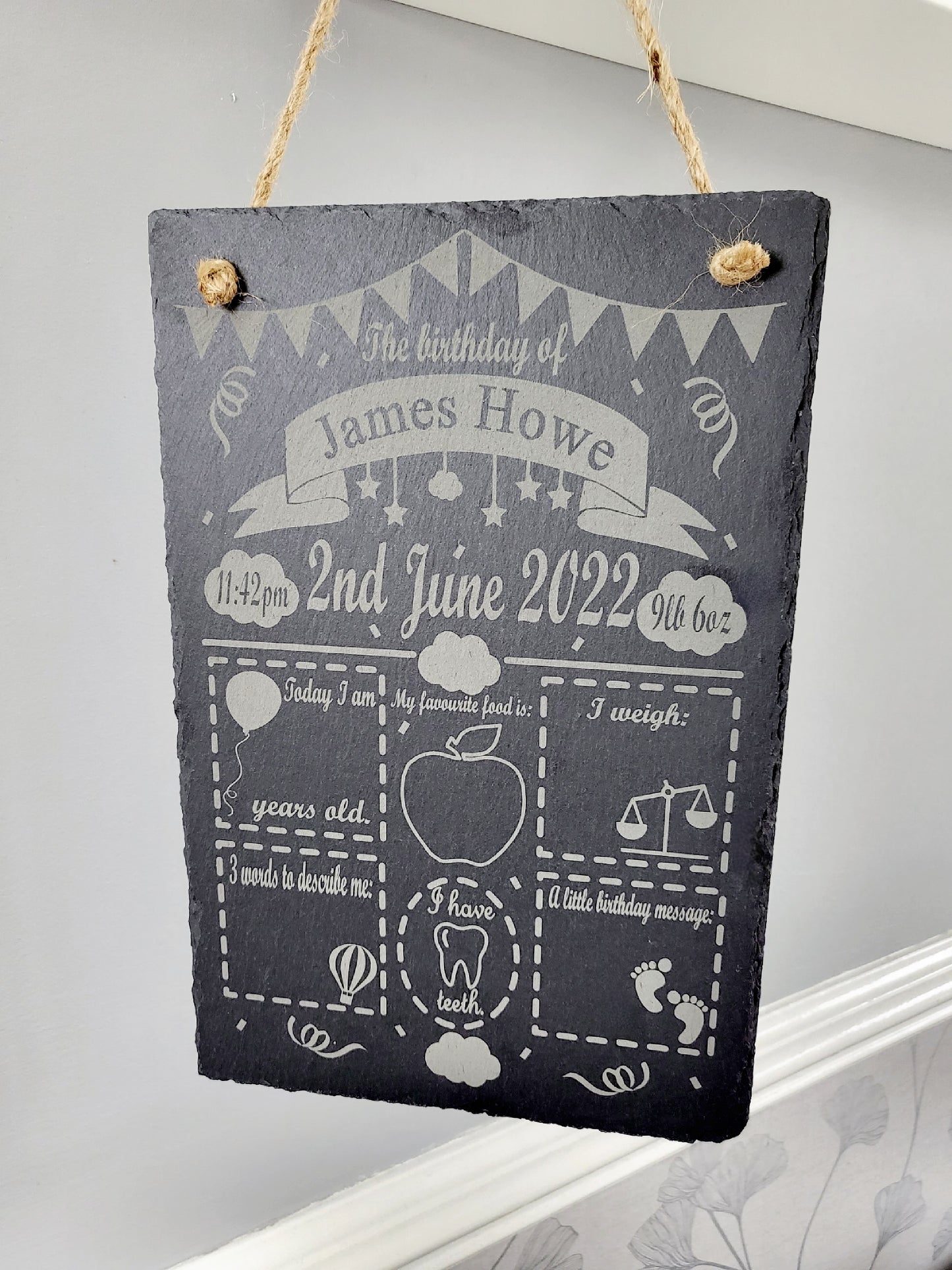 Personalised Children's Birthday Milestone Keepsake Slate Plaque