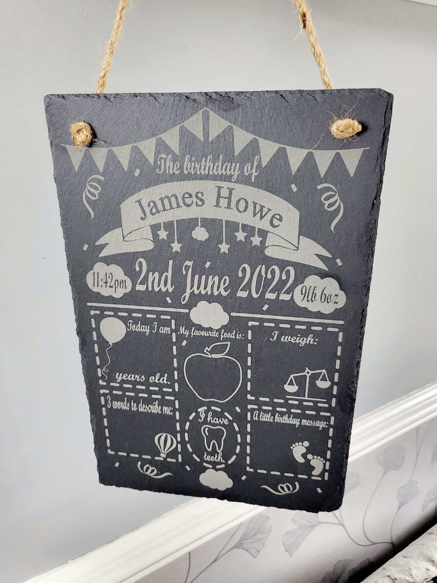 Personalised Children's Birthday Milestone Keepsake Slate Plaque