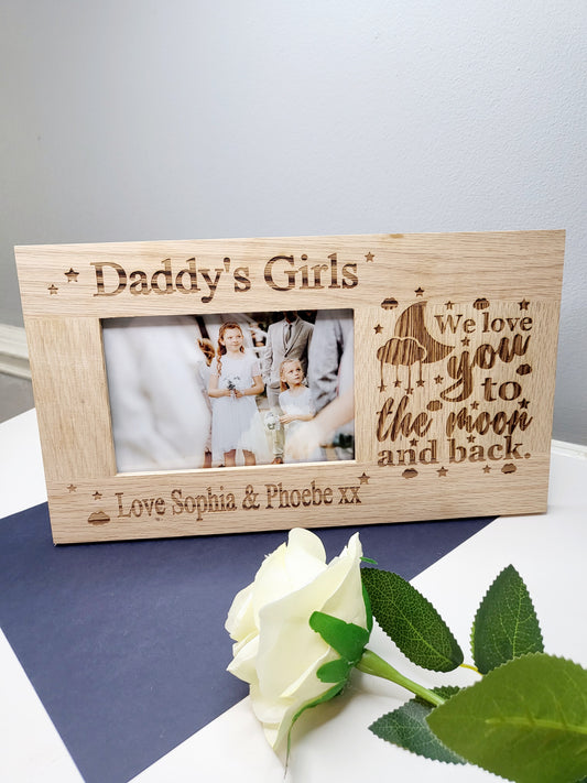 Personalised Solid Oak 6 x 4 Photo Frame - To The Moon & Back