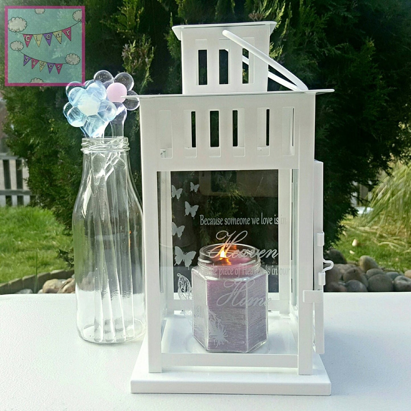 Personalised Memorial Lantern, Heaven Design