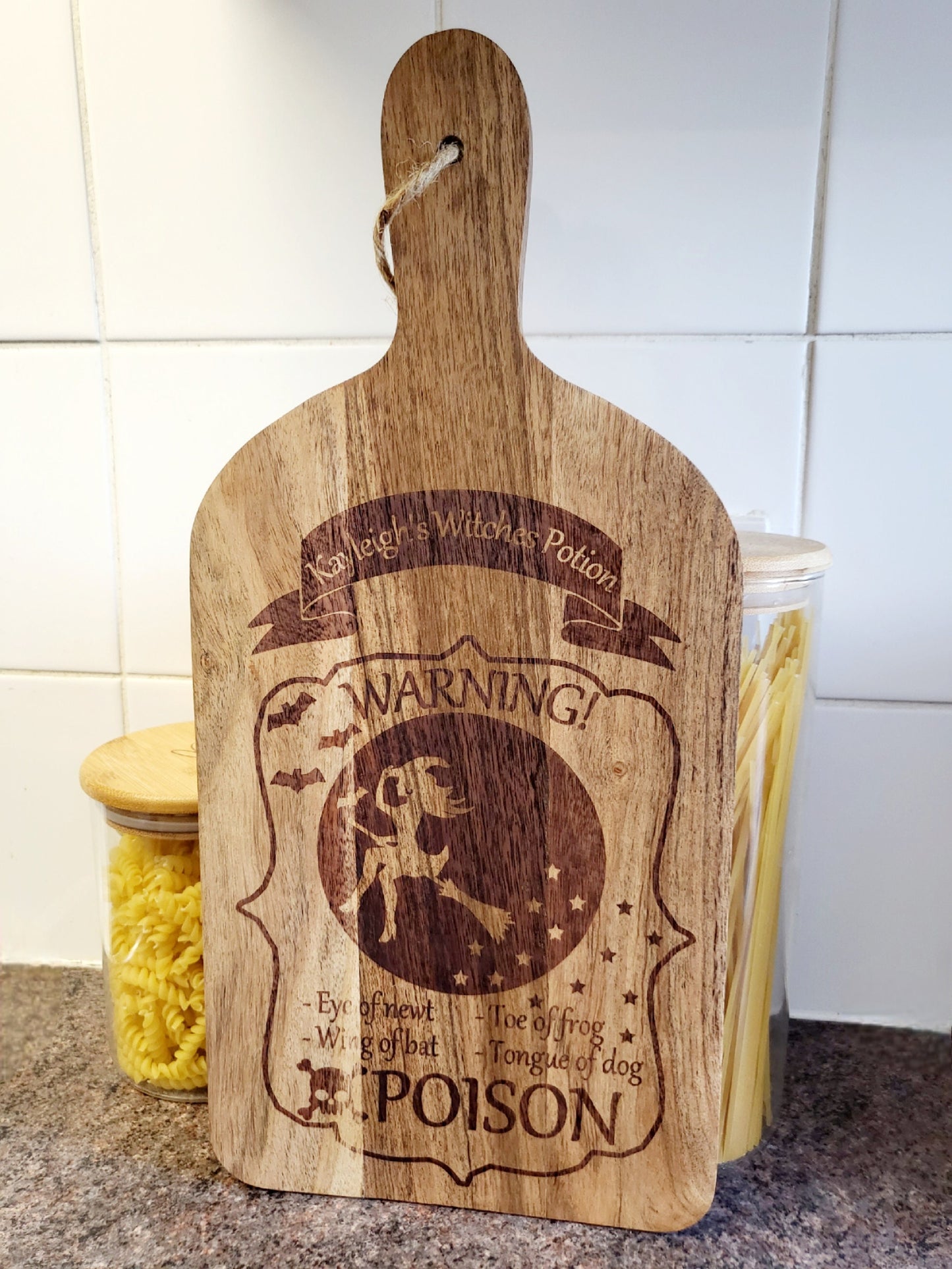 Personalised Halloween Potion Bottle Chopping Board