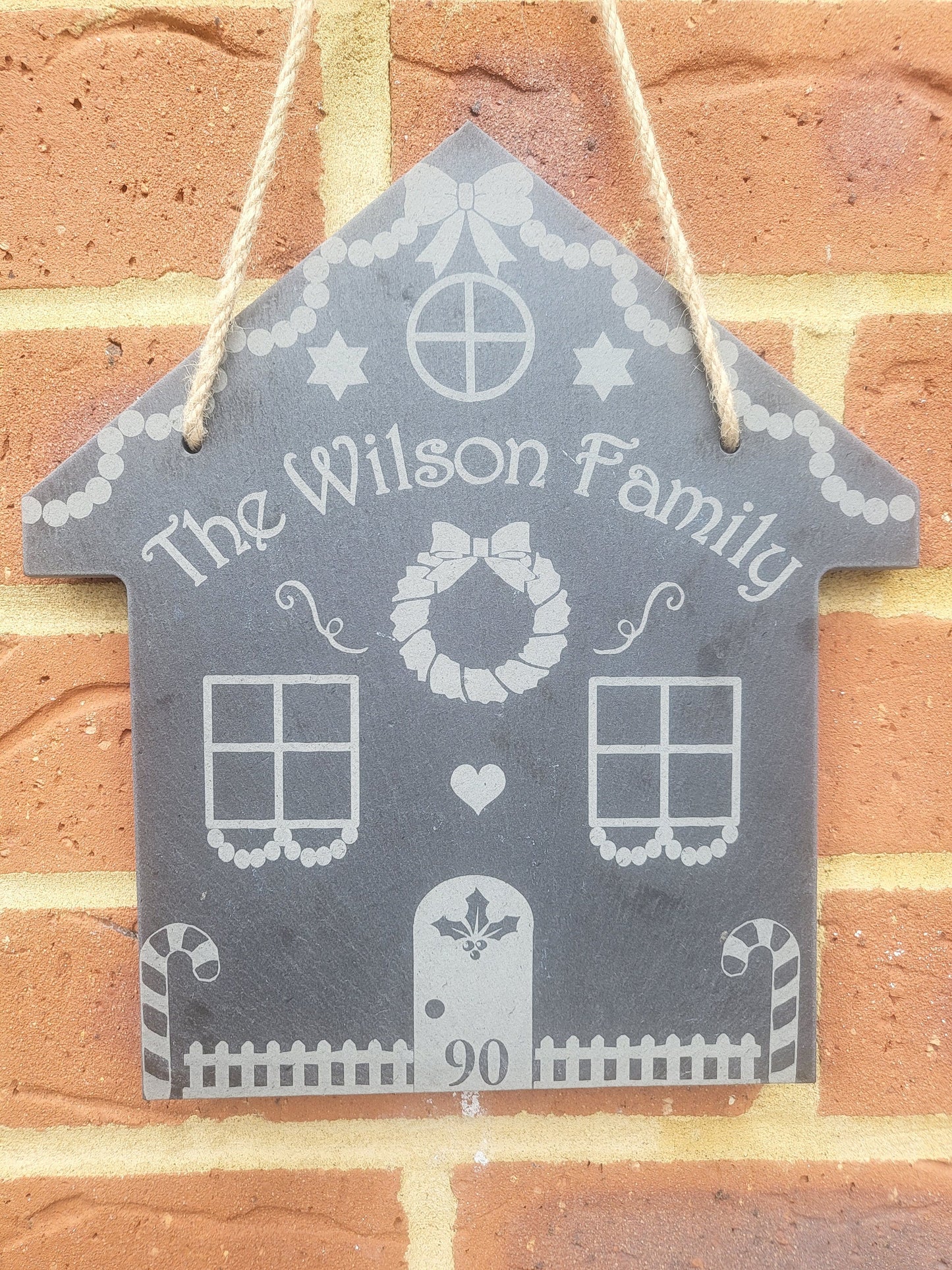 Personalised Gingerbread House Slate Plaque