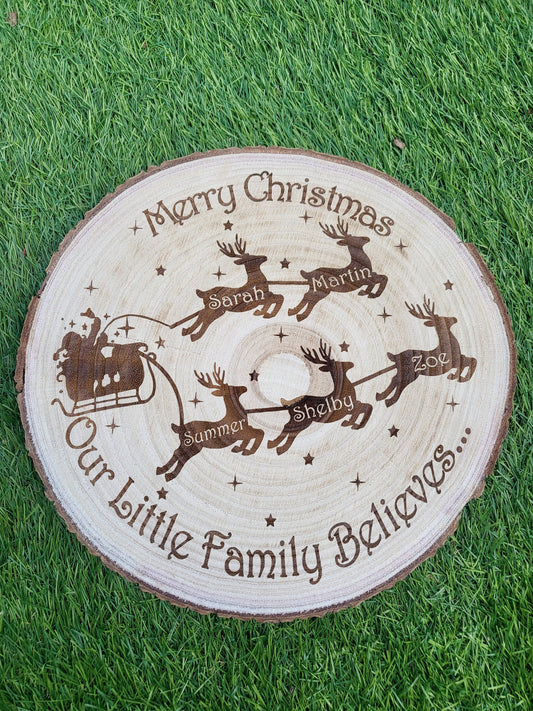 Personalised Family Christmas Log Slice