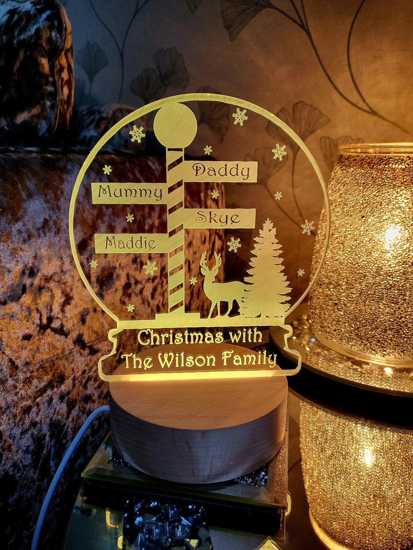 Personalised Acrylic Snowglobe LED Lamp