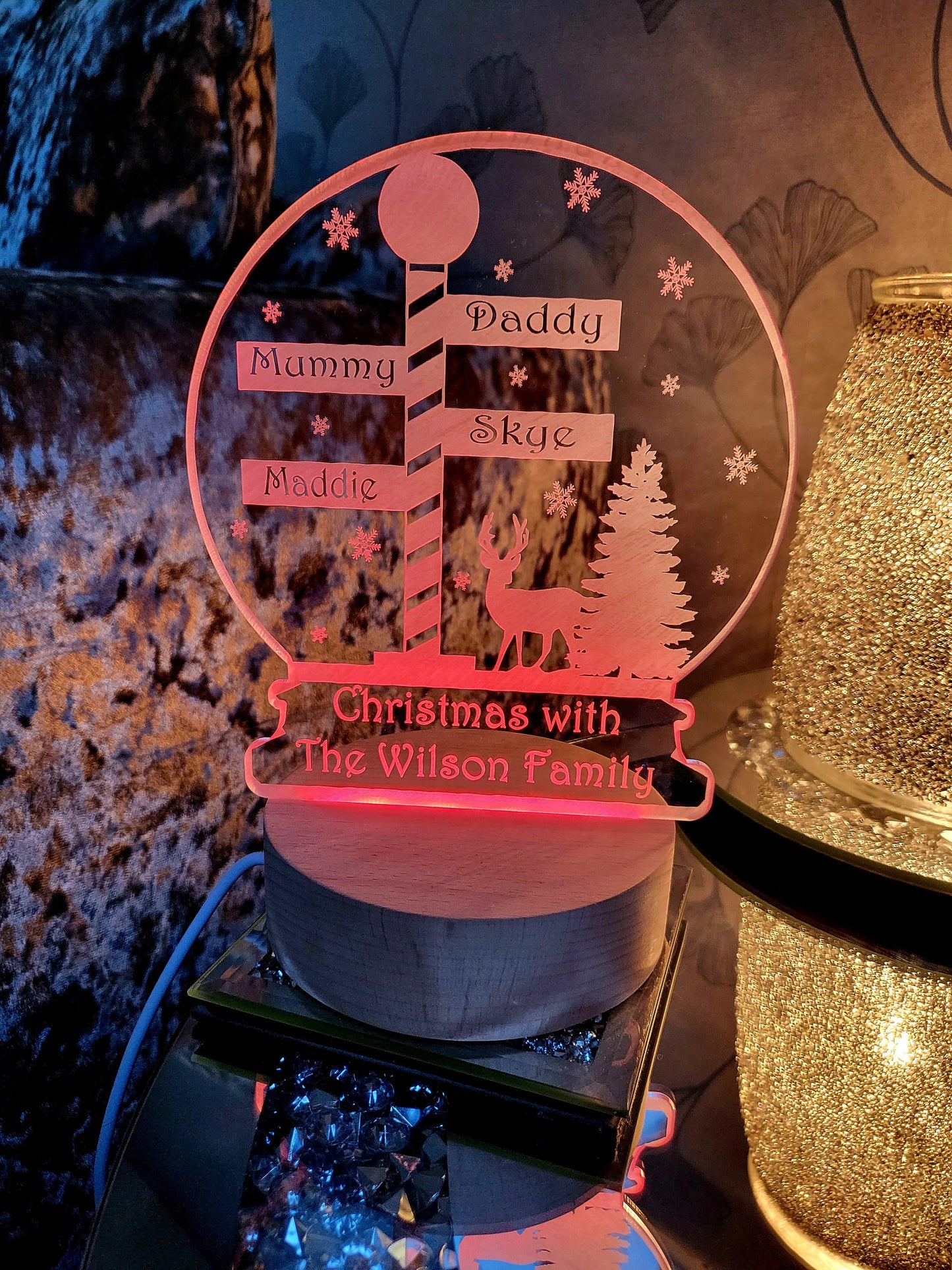 Personalised Acrylic Snowglobe LED Lamp