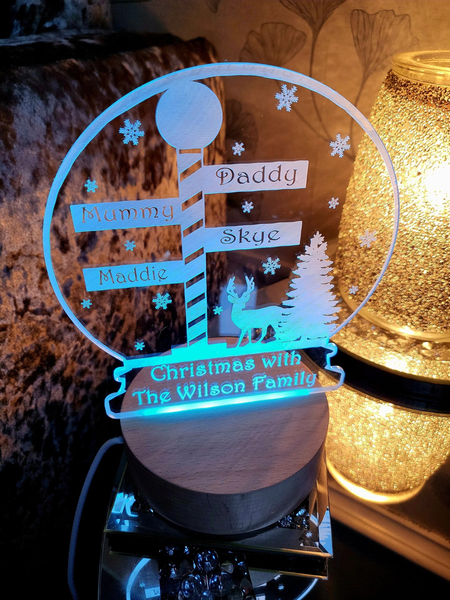 Personalised Acrylic Snowglobe LED Lamp