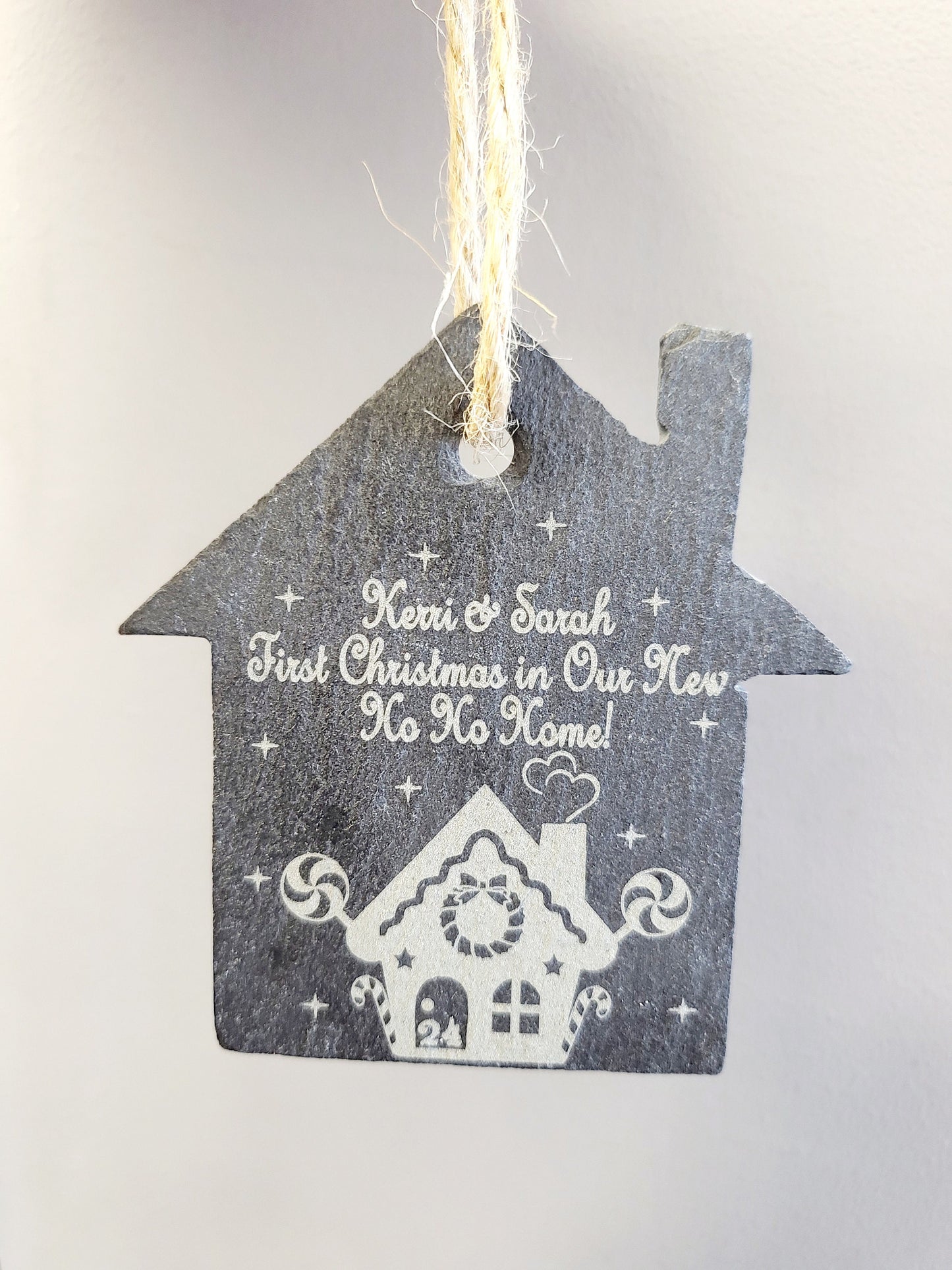 Personalised First Christmas in New Home  Slate Tree Decoration