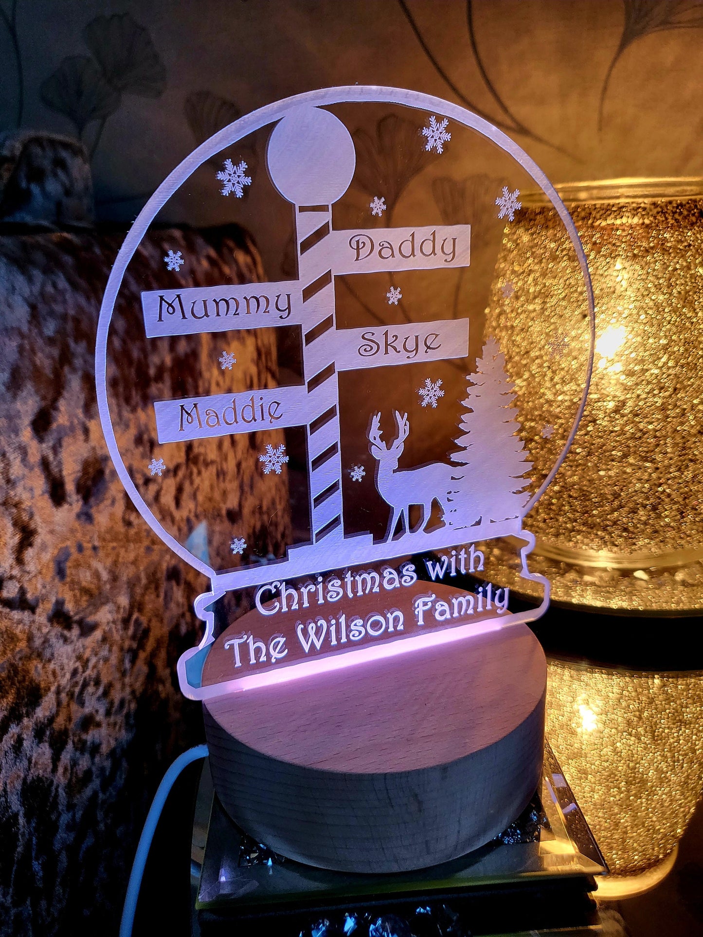 Personalised Acrylic Snowglobe LED Lamp