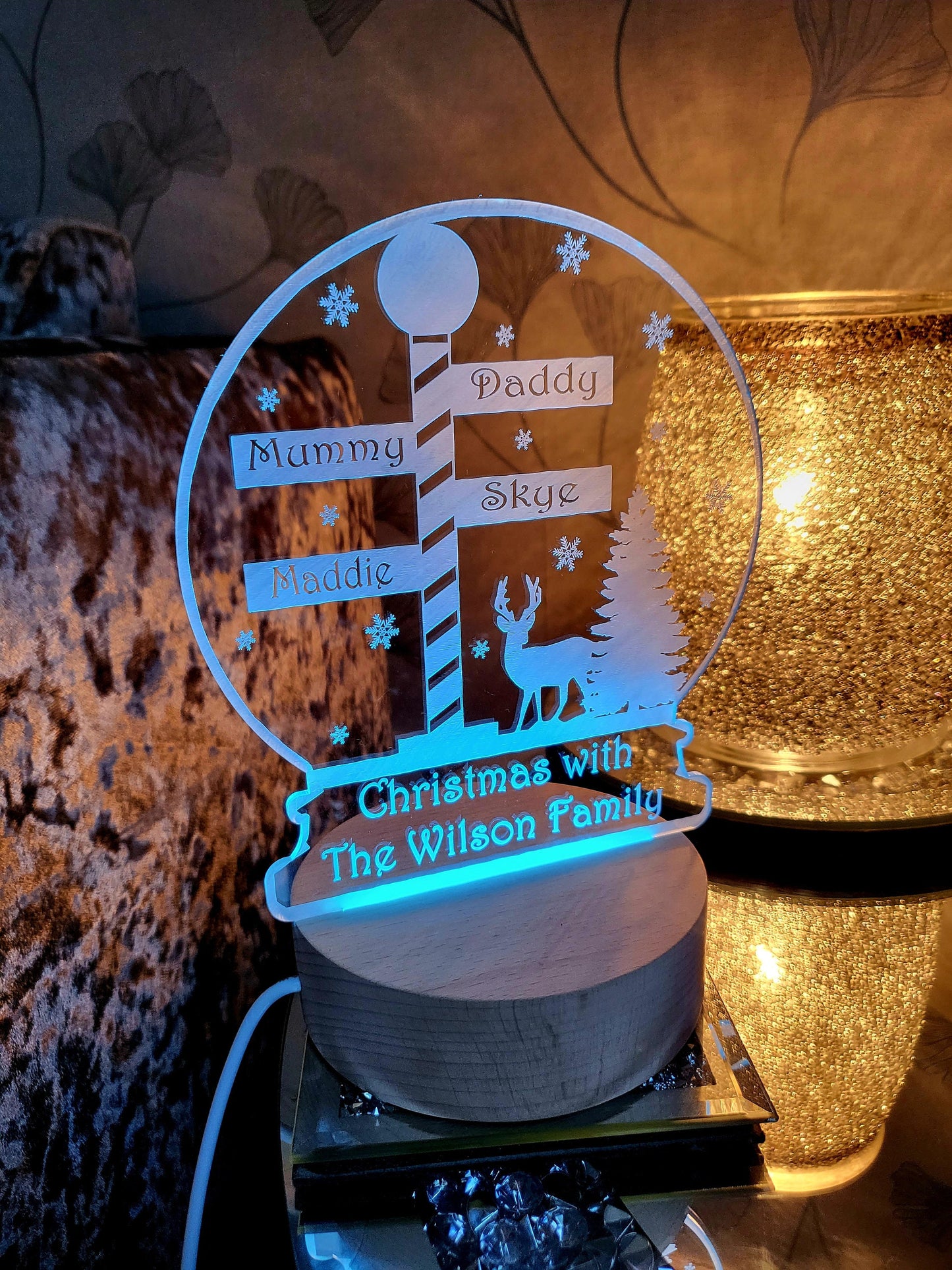 Personalised Acrylic Snowglobe LED Lamp