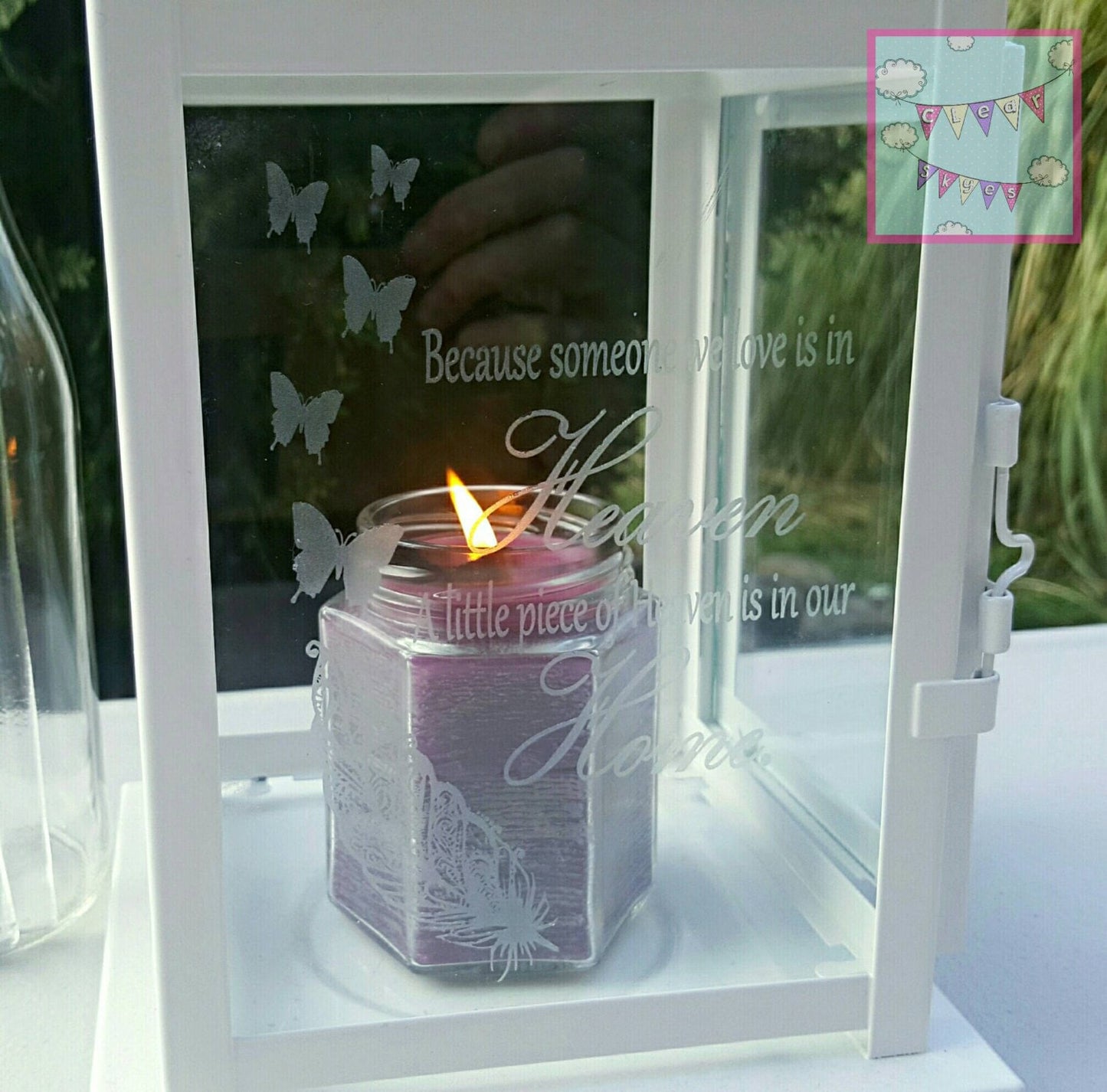 Personalised Memorial Lantern, Heaven Design